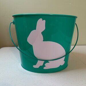 Easter Bunny Green Tin Easter Basket Bucket Easter Decoration Easter Egg Hunt